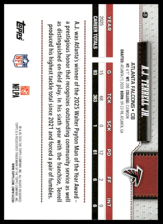2026 Topps Flagship #9 A.J. Terrell Jr.