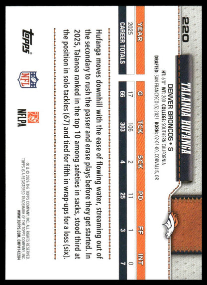 2026 Topps Flagship #220 Talanoa Hufanga