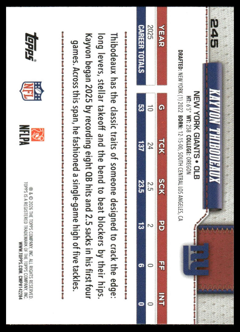 2026 Topps Football #245 Kayvon Thibodeaux
