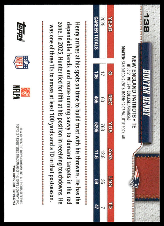 2026 Topps Flagship #138 Hunter Henry