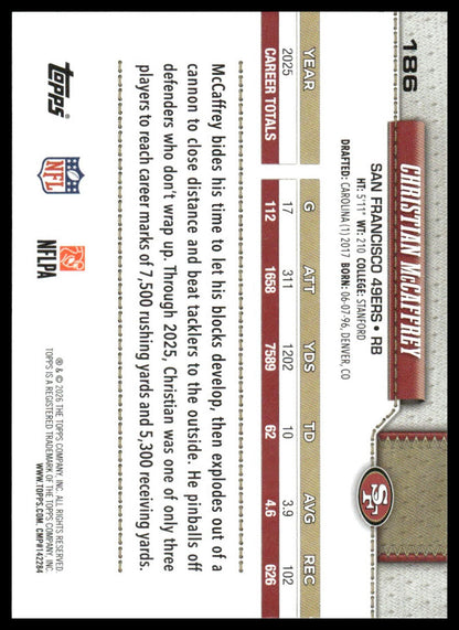 2026 Topps Football #186 Christian McCaffrey