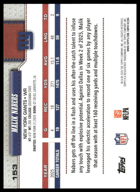 2026 Topps Football #153 Malik Nabers