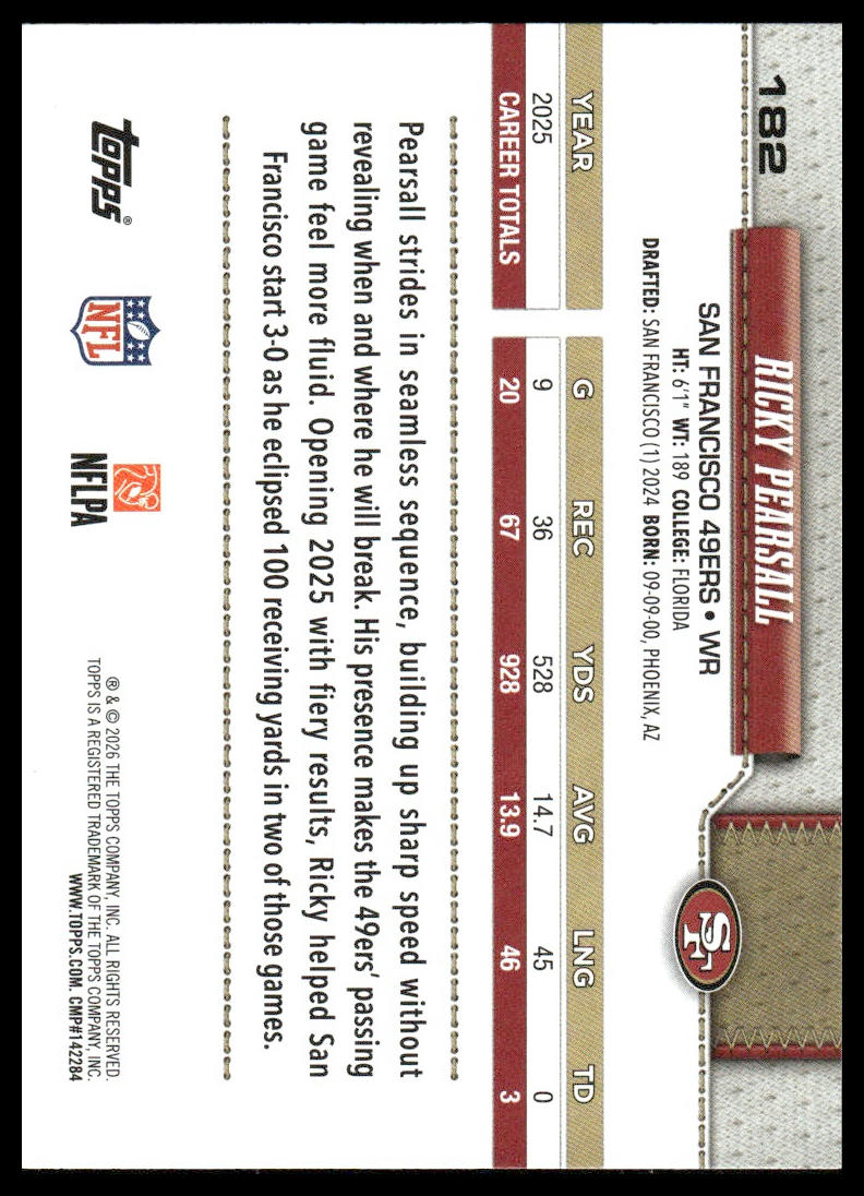 2026 Topps Football #182 Ricky Pearsall