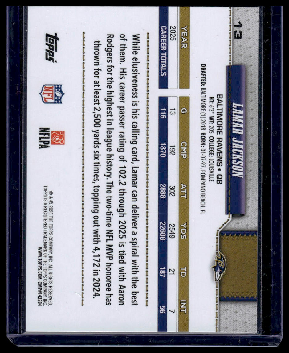 2026 Topps Football #13 Lamar Jackson