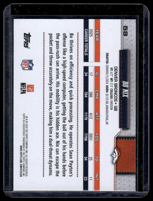 2026 Topps Football #58 Bo Nix