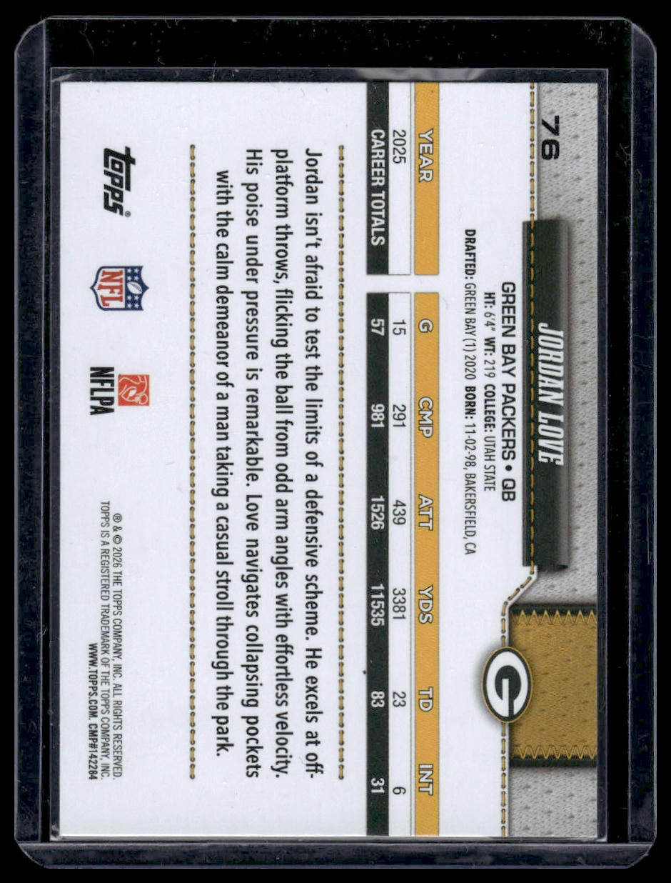 2026 Topps Football #76 Jordan Love