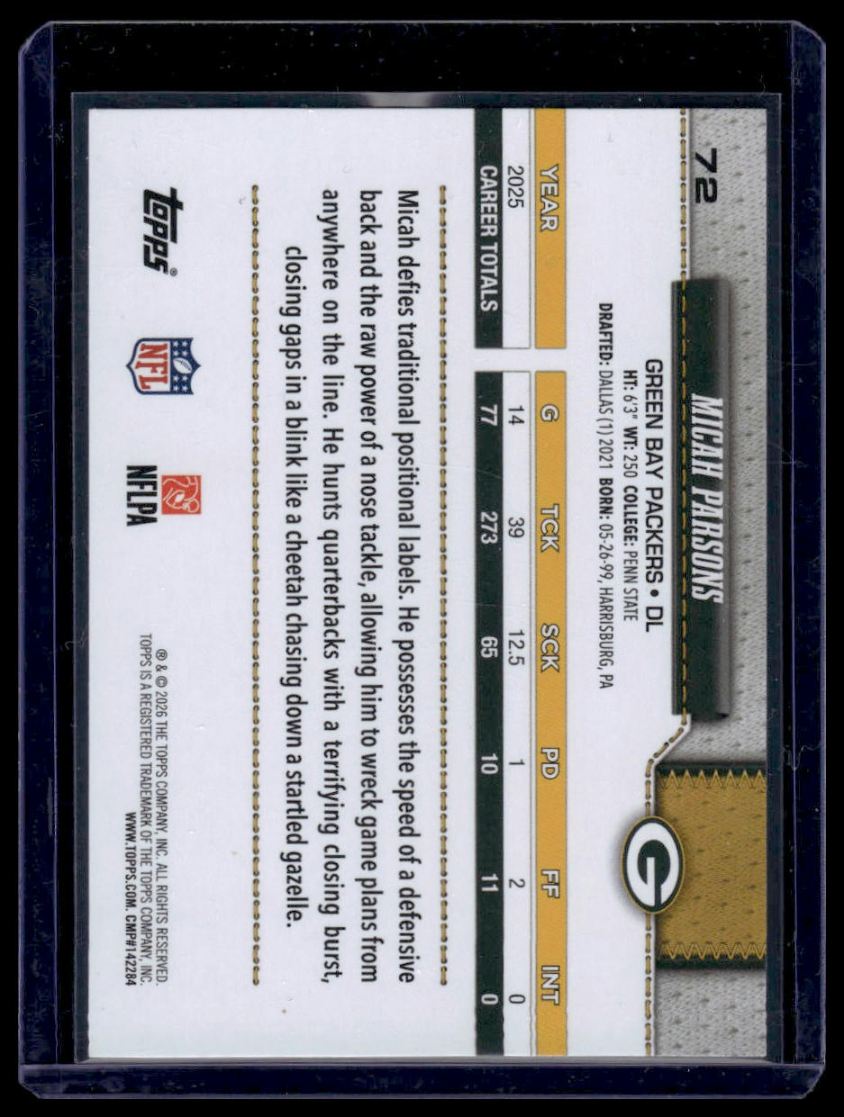 2026 Topps Football #72 Micah Parsons