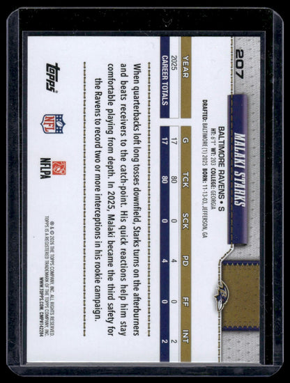 2026 Topps Football #207 Malaki Starks Topps All-Rookie Team