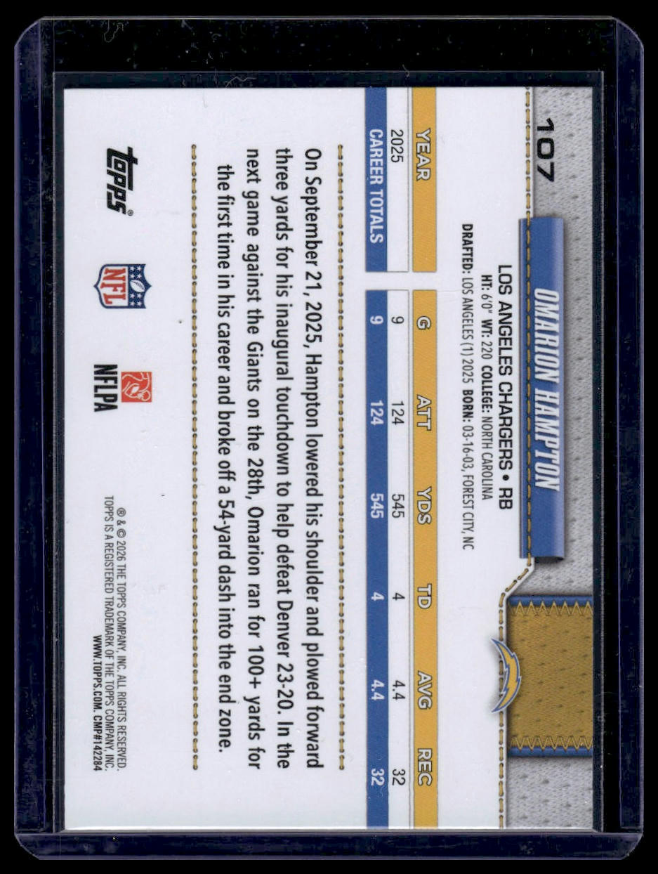 2026 Topps Football #107 Omarion Hampton