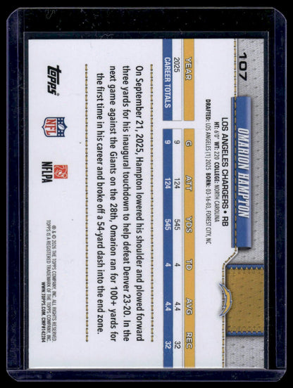 2026 Topps Football #107 Omarion Hampton