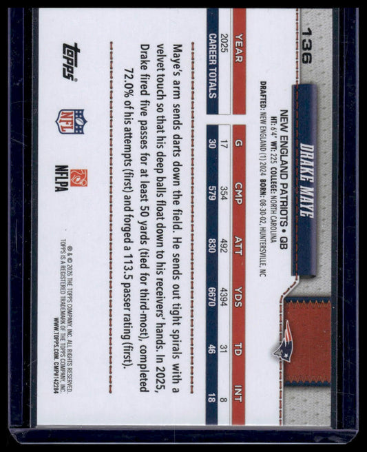 2026 Topps Football #136 Drake Maye