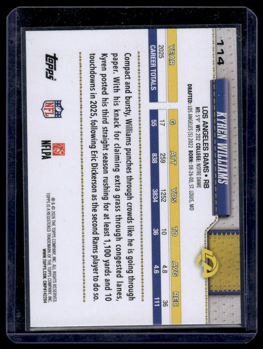 2026 Topps Flagship #114 Kyren Williams Silver Crackle Foil