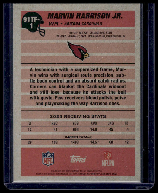 2026 Topps Flagship #91TF-1 Marvin Harrison Jr. 1991 Throwback