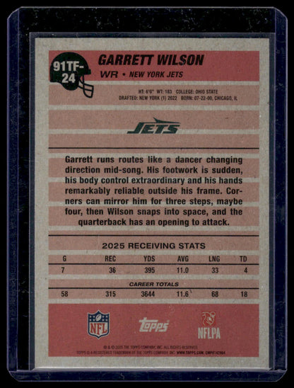 2026 Topps Flagship #91TF-24 Garrett Wilson 1991 Topps Football