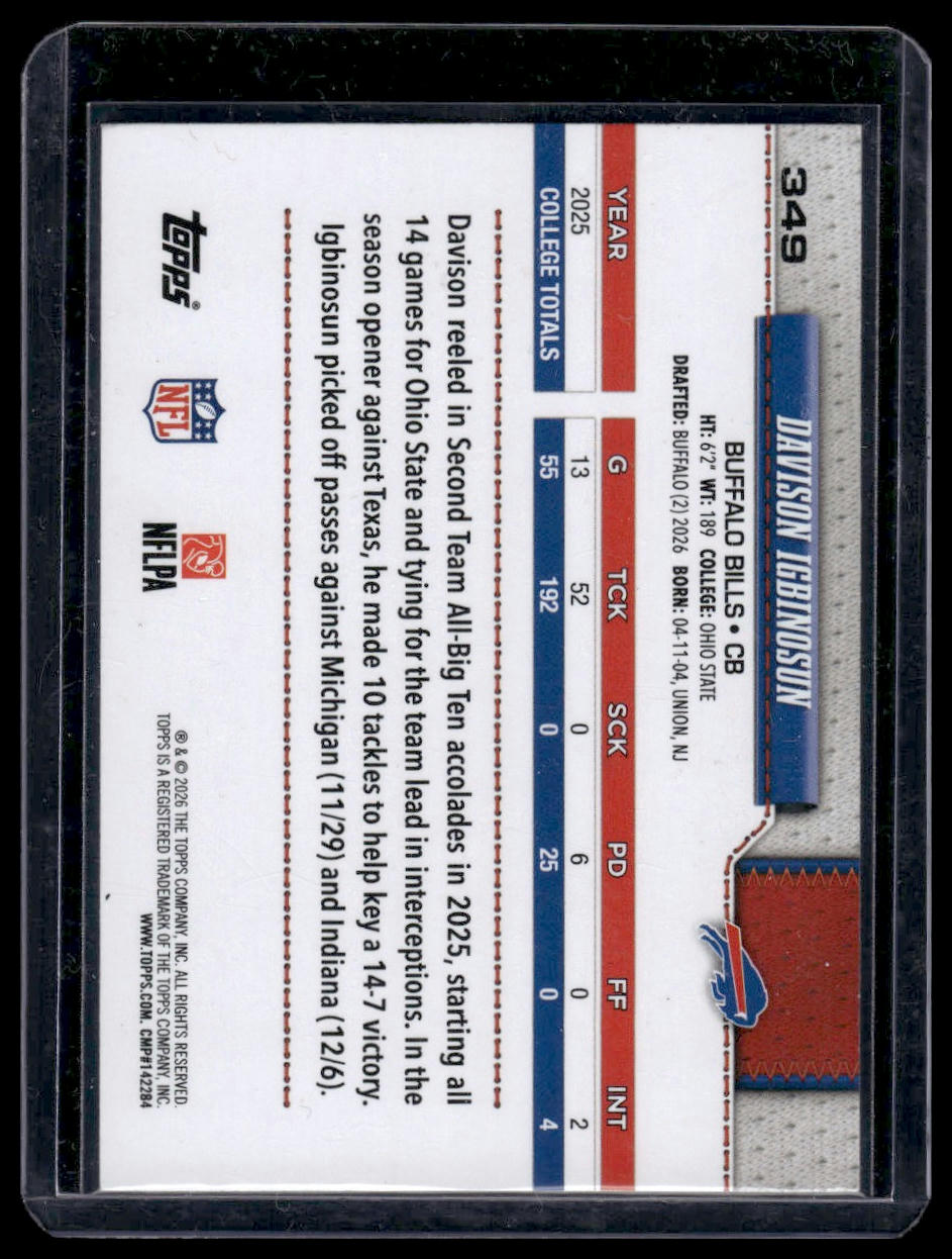2026 Topps Football #349 Davison Igbinosun Pigskin