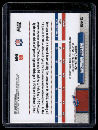 2026 Topps Football #349 Davison Igbinosun Pigskin