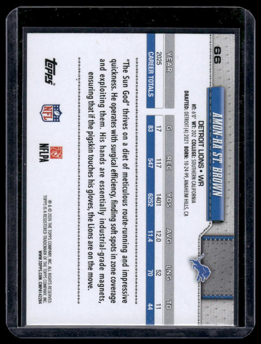 2026 Topps Flagship #66 Amon-Ra St. Brown Pigskin Texture Foil