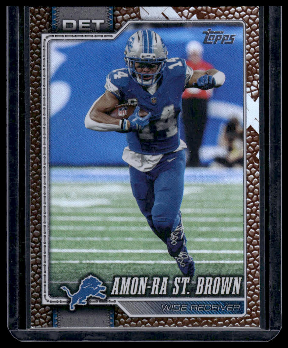 2026 Topps Flagship #66 Amon-Ra St. Brown Pigskin Texture Foil