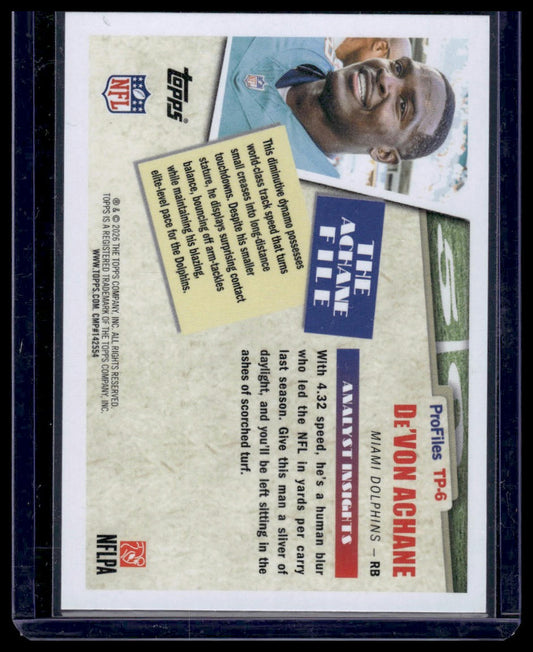 2026 Topps Flagship #TP-6 De'Von Achane Topps Profiles Insert