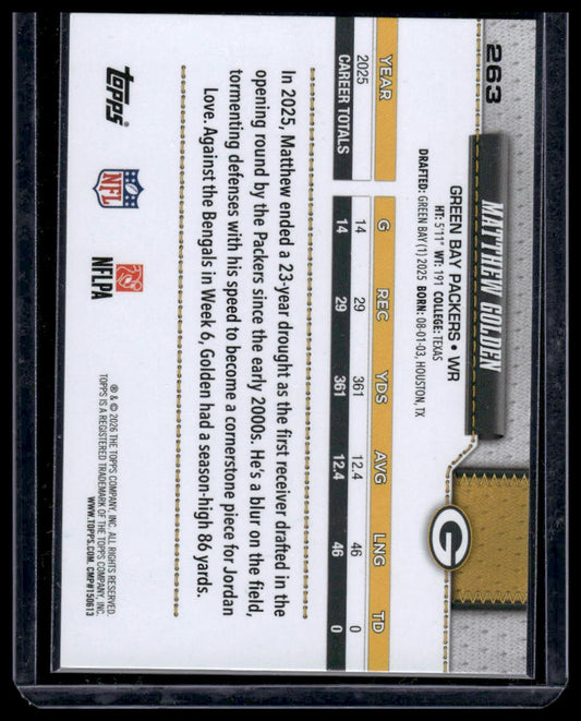 2026 Topps Flagship #263 Matthew Golden