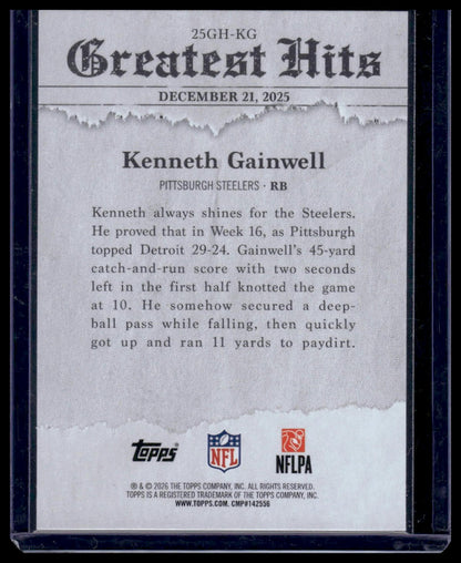 2026 Topps Flagship #25GH-KG Kenneth Gainwell 2025 Greatest Hits Insert