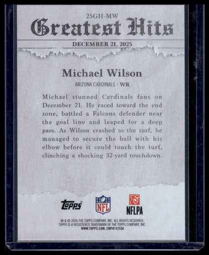 2026 Topps Football #25GH-MW Michael Wilson Greatest Hits