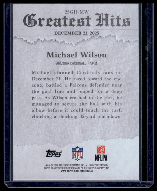 2026 Topps Football #25GH-MW Michael Wilson Greatest Hits