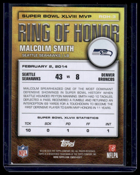 2026 Topps Flagship #ROH-3 Malcolm Smith Ring Of Honor Insert