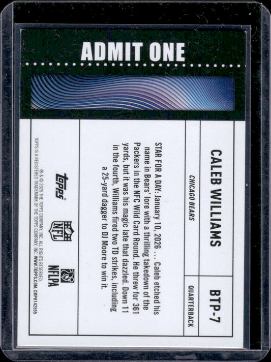 2026 Topps Flagship #BTP-7 Caleb Williams Big Ticket Players Insert
