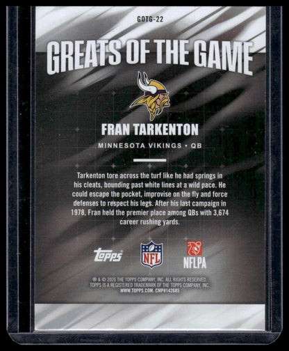 2026 Topps Flagship #GOTG-22 Fran Tarkenton Greats Of The Game Insert