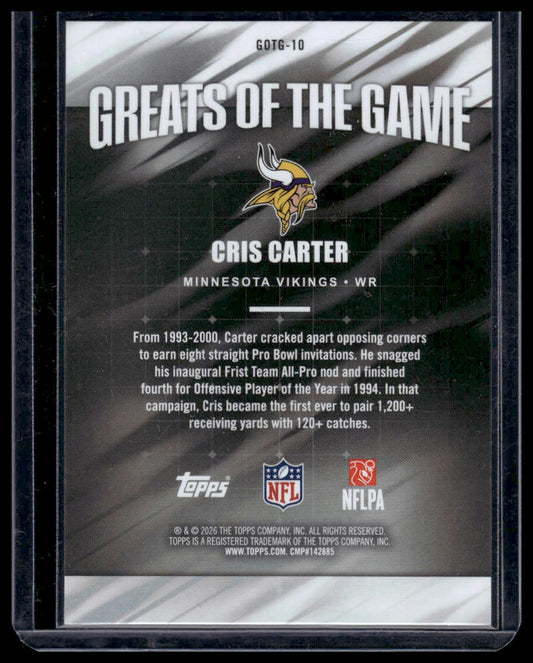 2026 Topps Flagship #GOTG-10 Cris Carter Greats Of The Game Insert