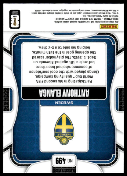 2026 Panini Prizm FIFA World Cup #499 Anthony Elanga Silver Prizm