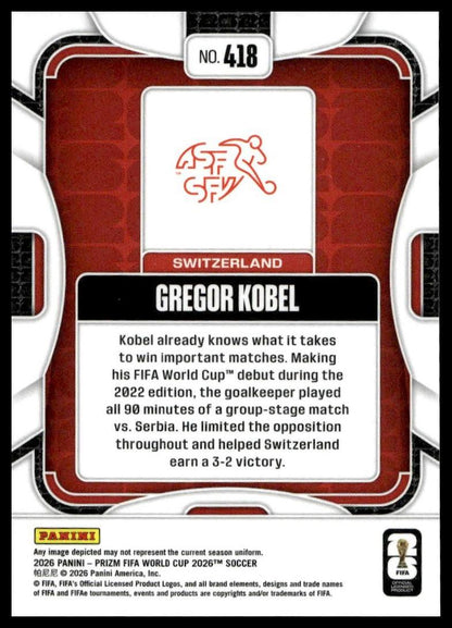 2026 Panini Prizm FIFA World Cup #418 Gregor Kobel Silver Prizm