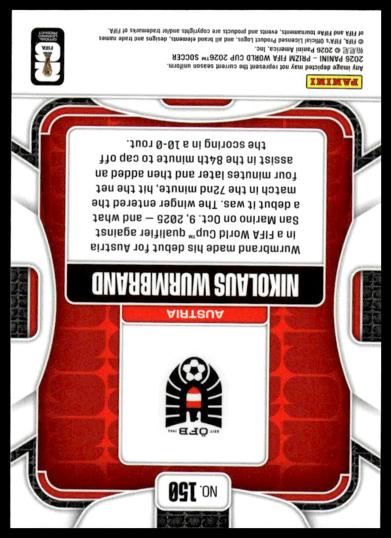 2026 Panini Prizm FIFA World Cup #150 Nikolaus Wurmbrand Silver Prizm