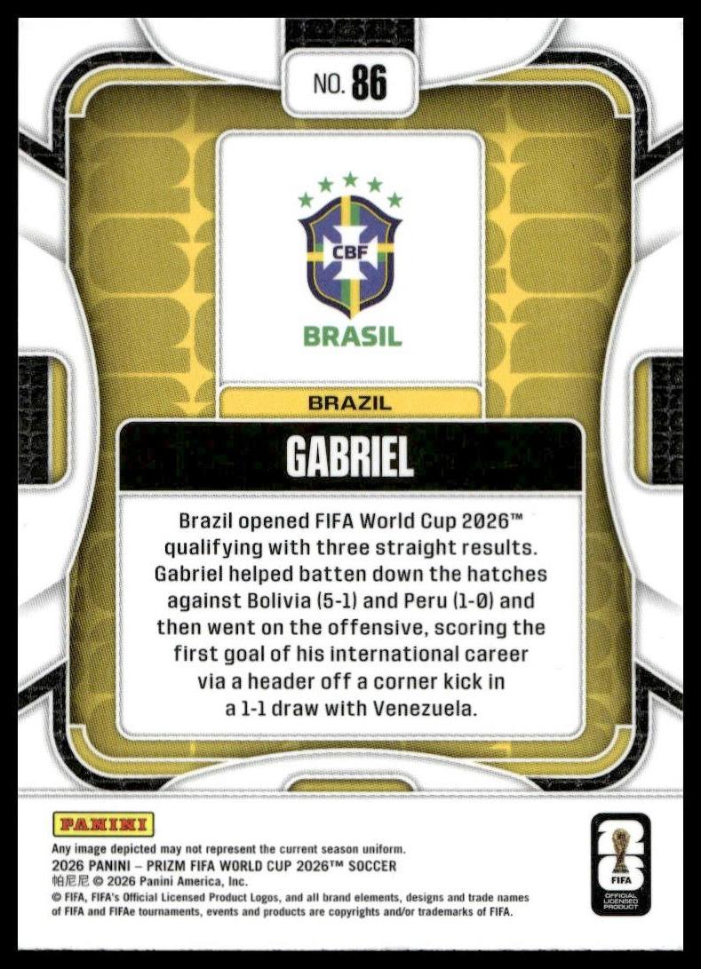 2026 Panini Prizm FIFA World Cup #86 Gabriel Silver Prizm