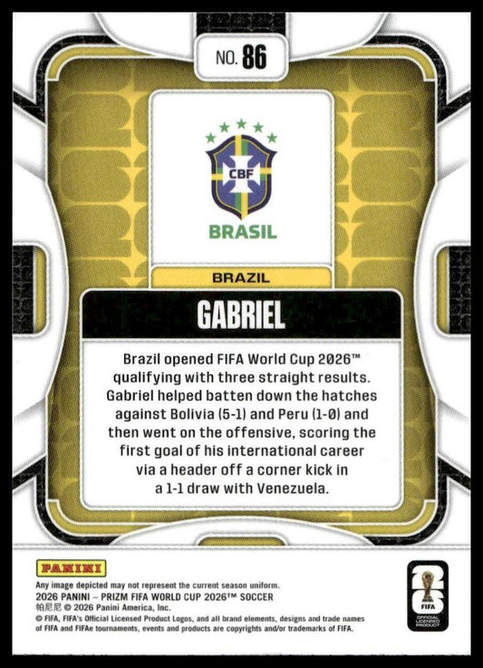2026 Panini Prizm FIFA World Cup #86 Gabriel Silver Prizm