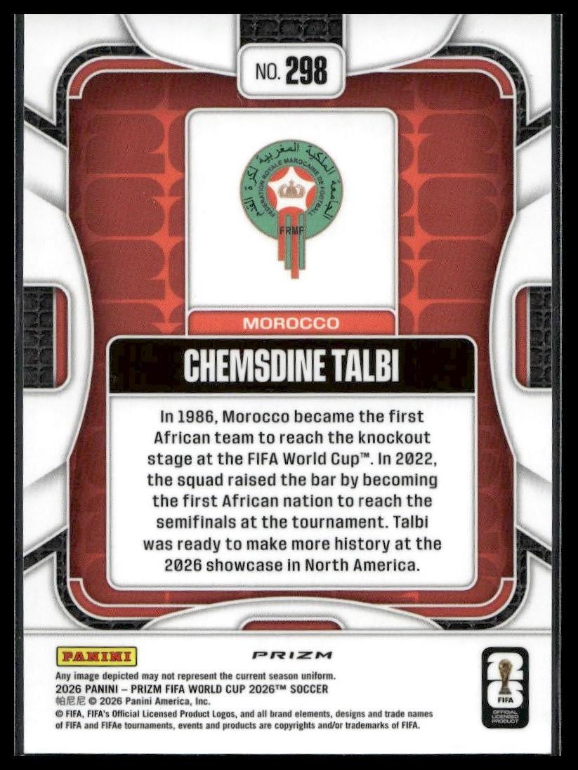2026 Panini Prizm FIFA World Cup #298 Chemsdine Talbi Silver Prizm