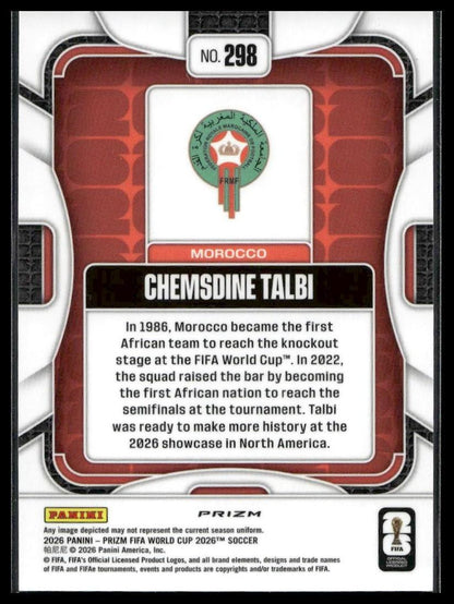 2026 Panini Prizm FIFA World Cup #298 Chemsdine Talbi Silver Prizm