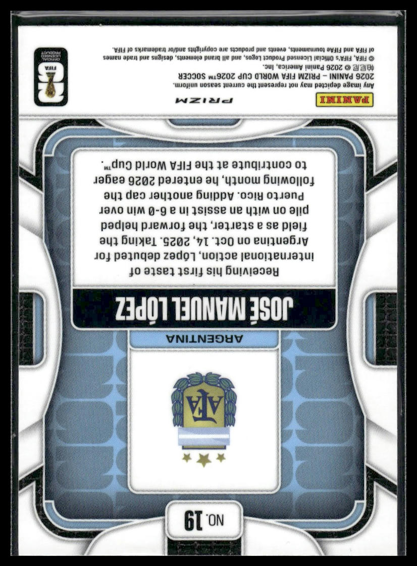 2026 Panini Prizm FIFA World Cup #19 José Manuel López White Sparkle