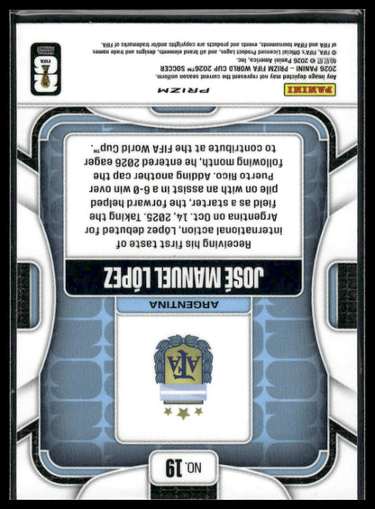 2026 Panini Prizm FIFA World Cup #19 José Manuel López White Sparkle