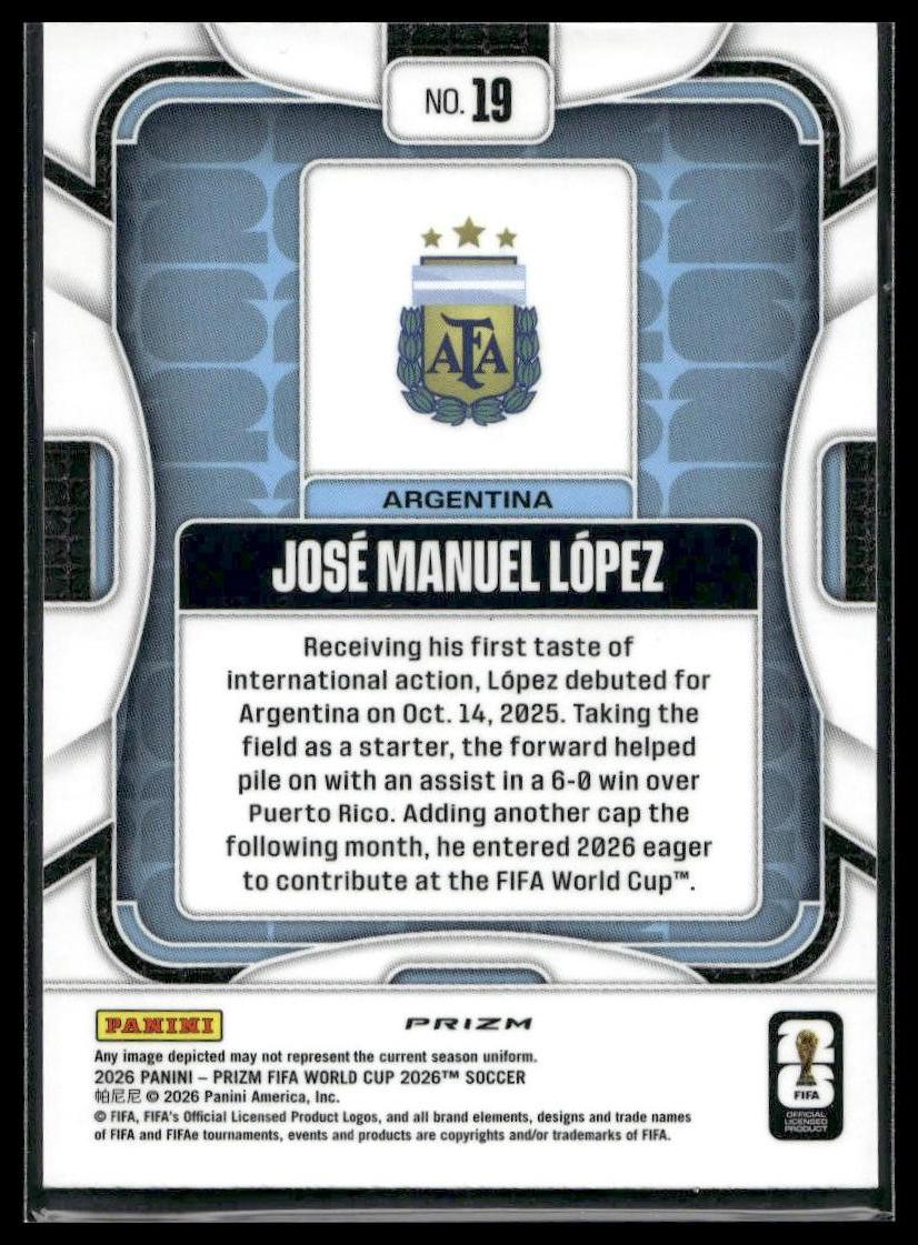 2026 Panini Prizm FIFA World Cup #19 José Manuel López White Sparkle