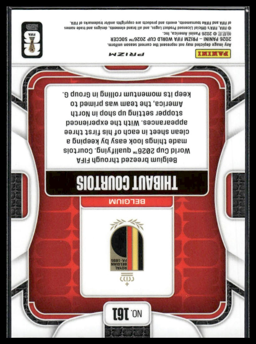 2026 Panini Prizm FIFA World Cup #161 Thibaut Courtois White Sparkle