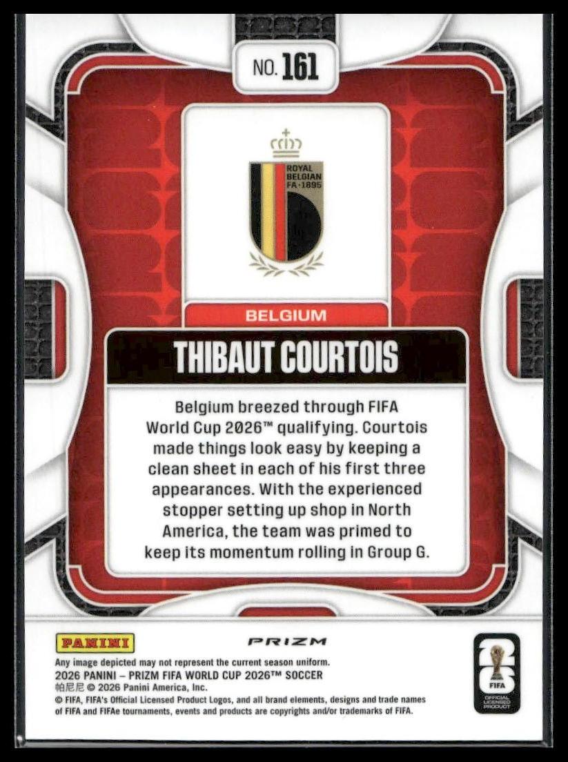 2026 Panini Prizm FIFA World Cup #161 Thibaut Courtois White Sparkle