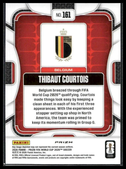 2026 Panini Prizm FIFA World Cup #161 Thibaut Courtois White Sparkle