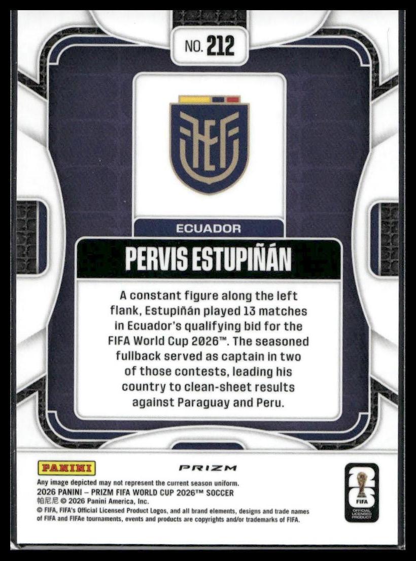 2026 Panini Prizm FIFA World Cup #212 Pervis Estupiñán White Sparkle