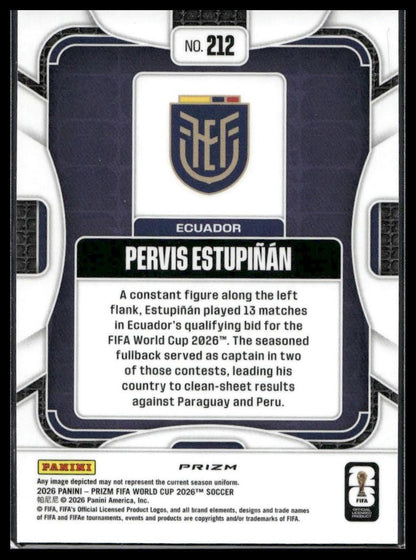 2026 Panini Prizm FIFA World Cup #212 Pervis Estupiñán White Sparkle