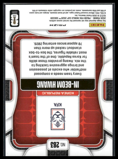 2026 Panini Prizm FIFA World Cup #283 In-Beom Hwang Disco Prizm