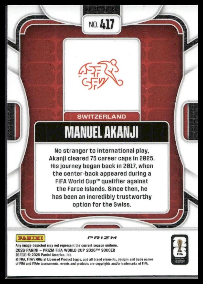 2026 Panini Prizm FIFA World Cup #417 Manuel Akanji Wave Prizm