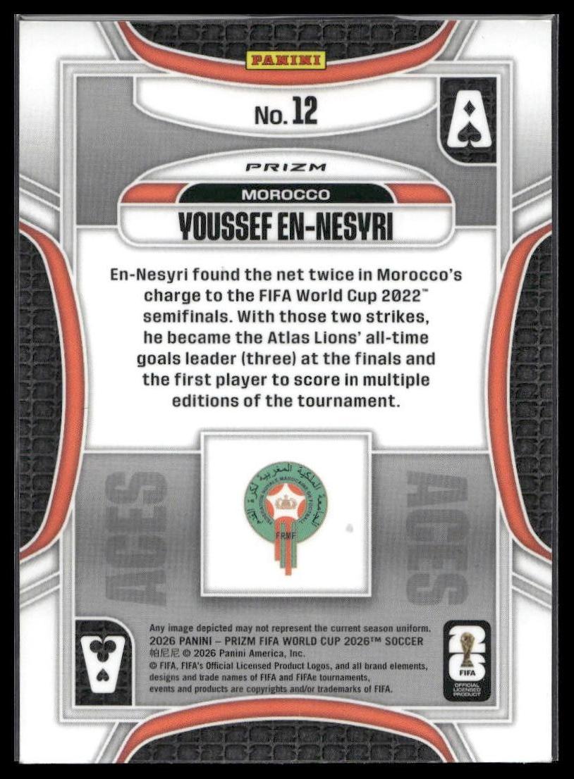 2026 Panini Prizm FIFA World Cup #12 Youssef En-Nesyri Aces Silver Prizm