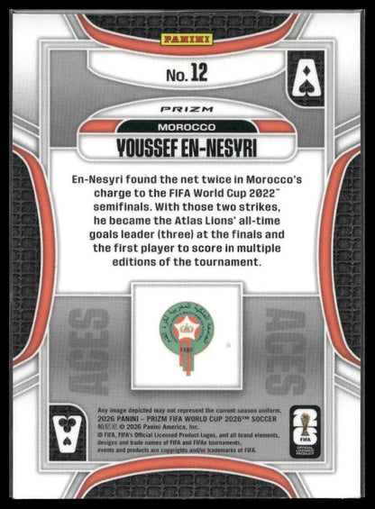 2026 Panini Prizm FIFA World Cup #12 Youssef En-Nesyri Aces Silver Prizm